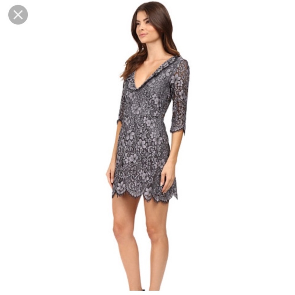 For Love & Lemons - Gray Lace Open Back Mini Dress